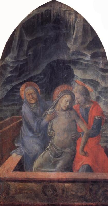 Fra Filippo Lippi The Dead Christ Supported by Mary and St.John the Evangelist Sweden oil painting art